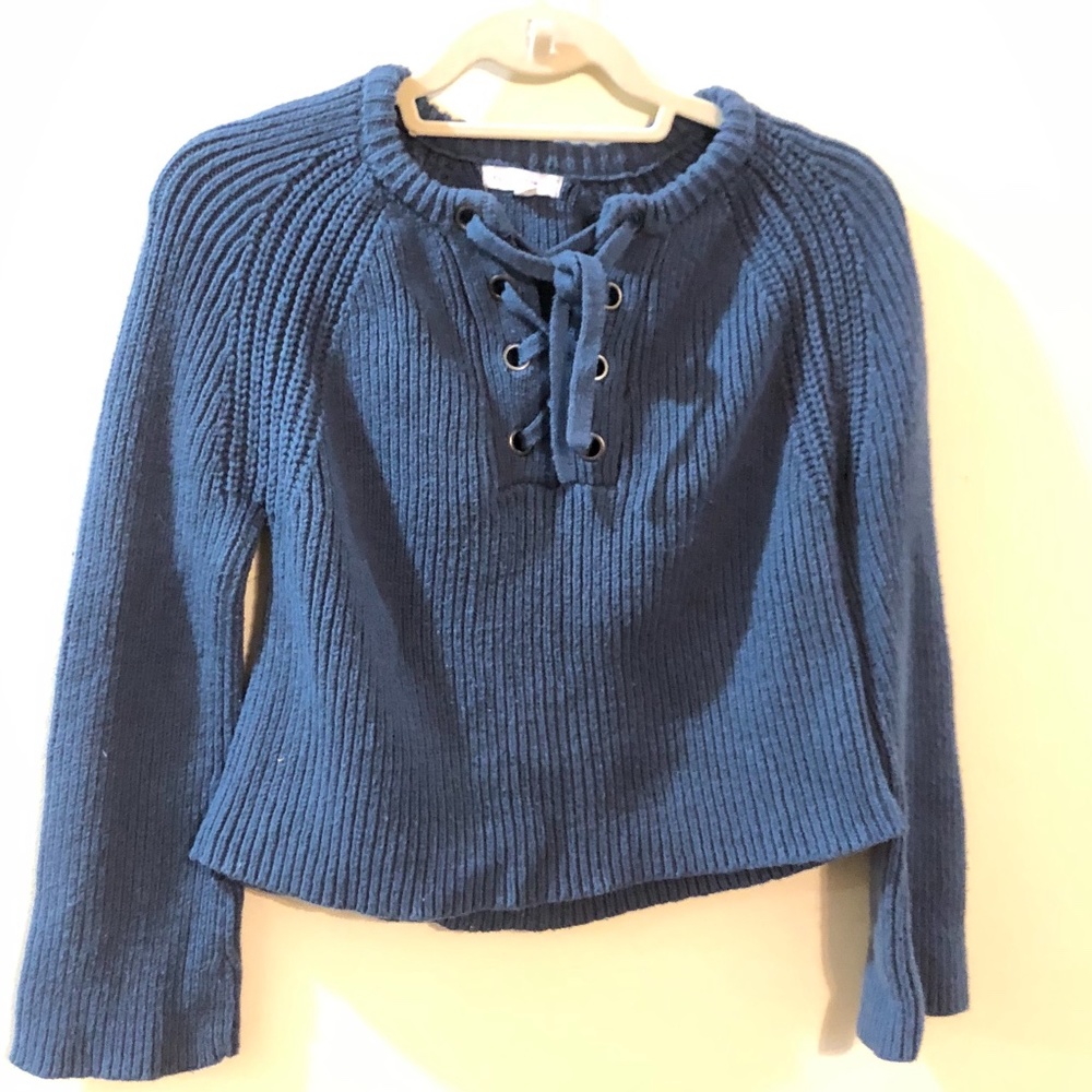 L.A. Hearts Lace Up Blue Pullover Size XS